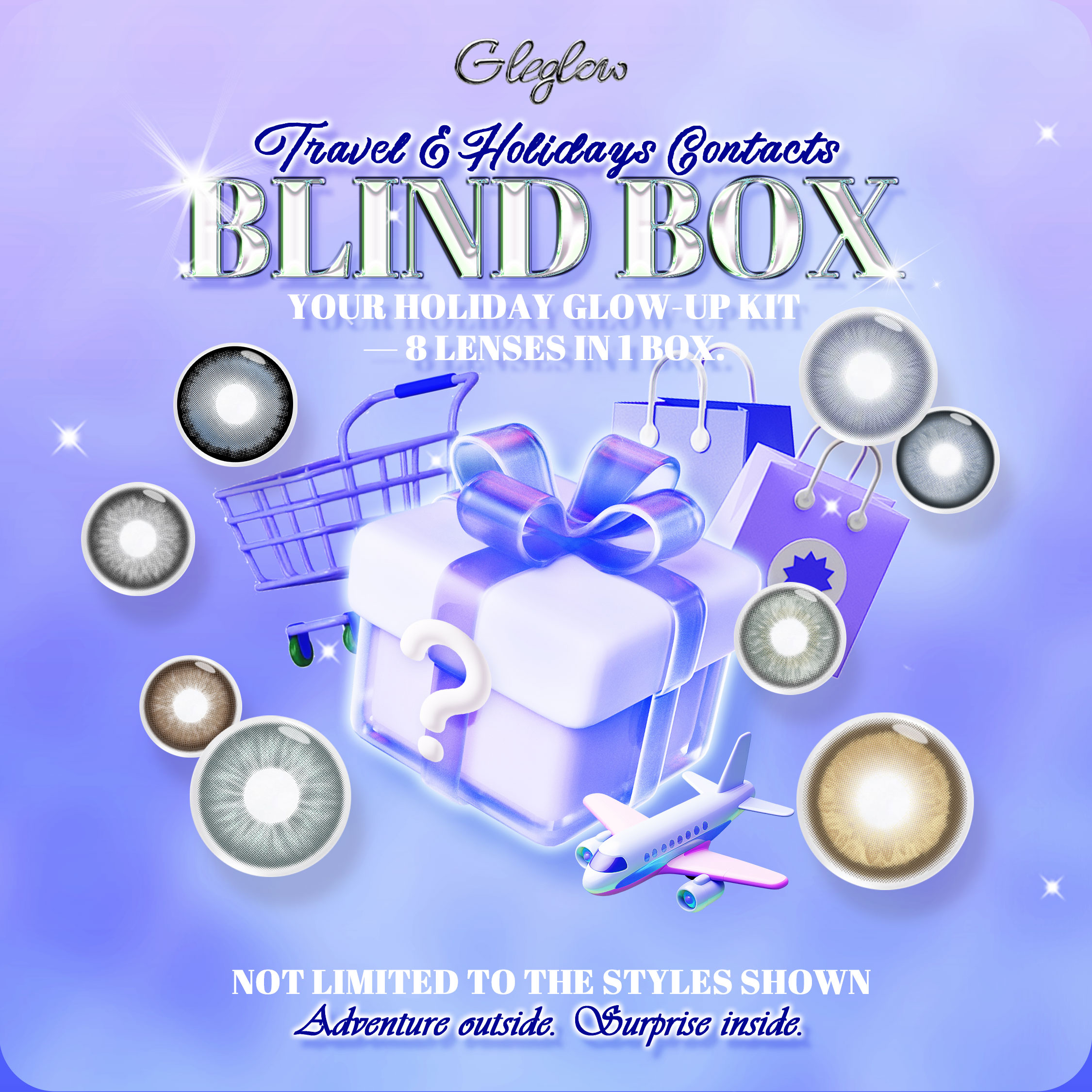 Gleglow Travel&Holidays Contacts Blind Box | 8 Pairs, 1 Year