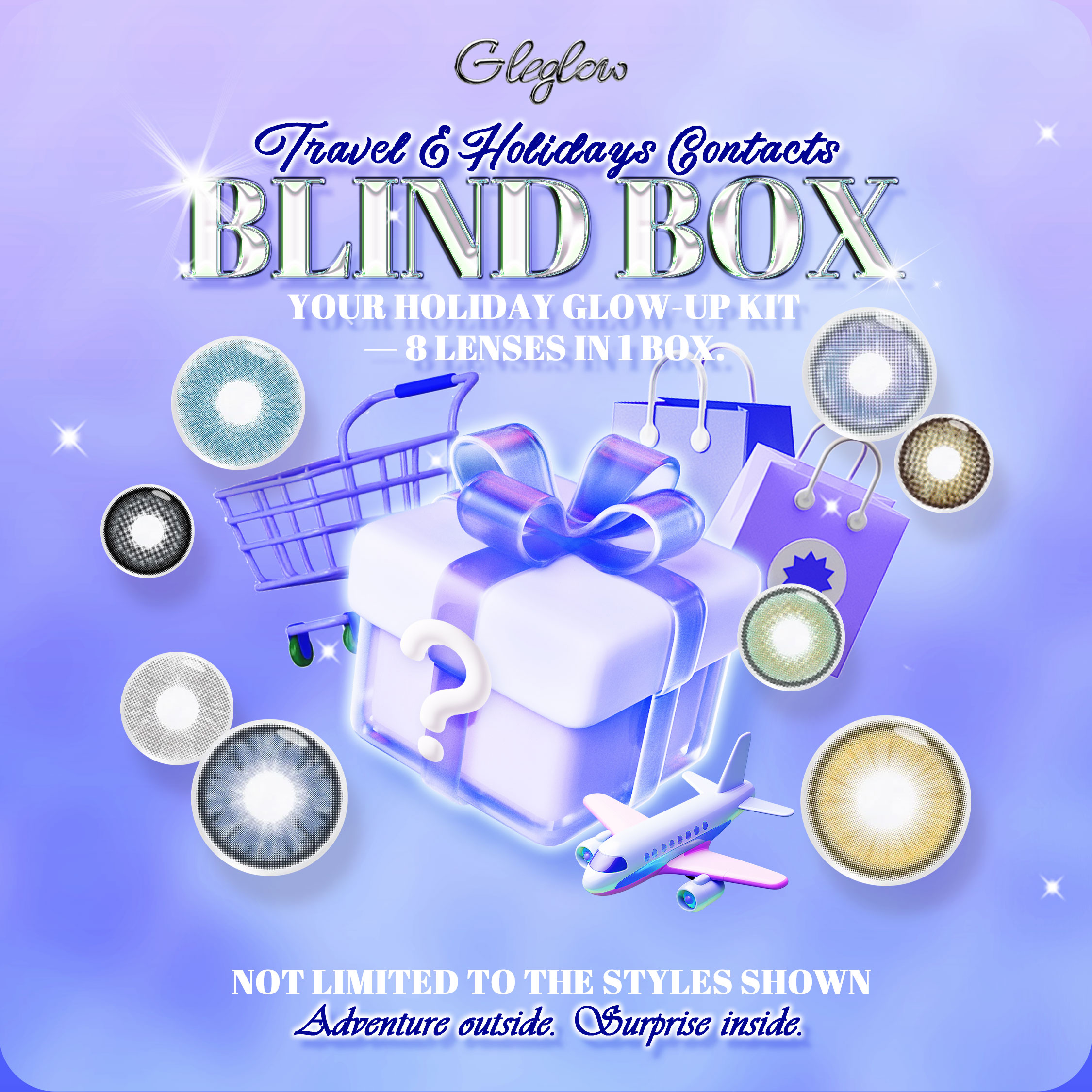 Gleglow Travel&Holidays Contacts Blind Box | 8 Pairs, 1 Year