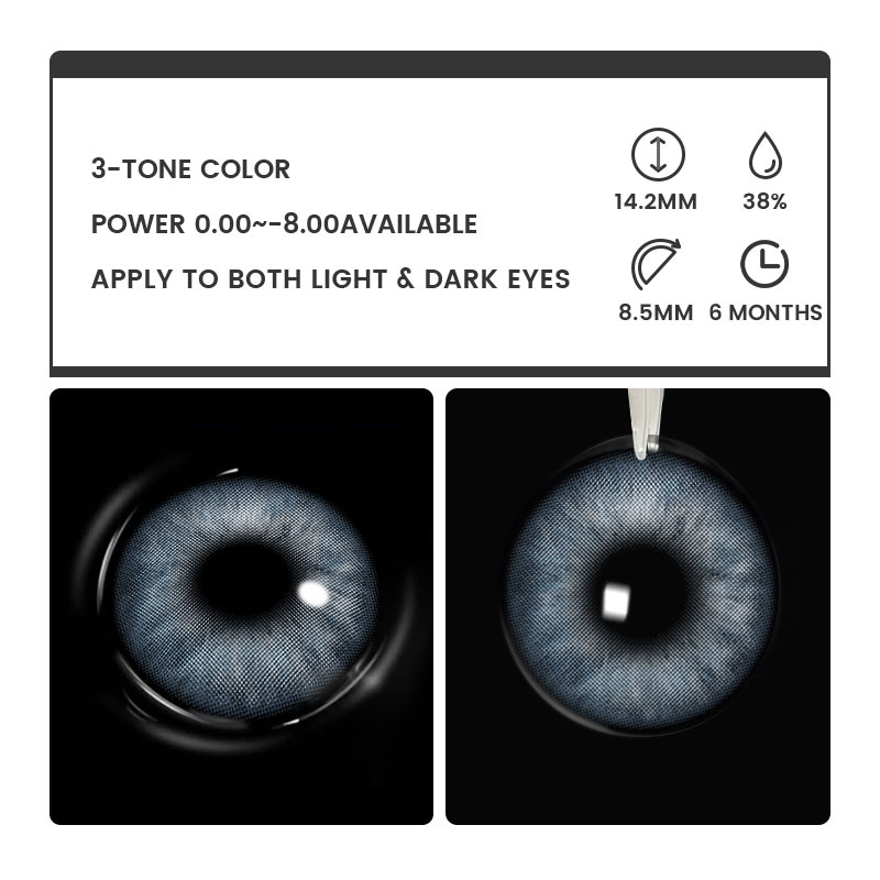 Tulia Blue - 6-month，2 lenses Colored Contacts - Gleglow