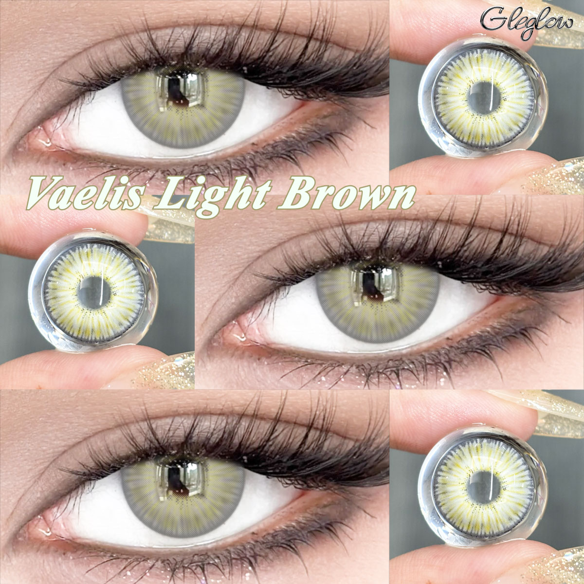 Vaelis Light Brown - 1 Year, 2 lenses Colored Contacts - Gleglow