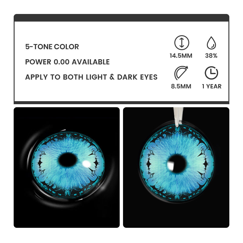 Veila Blue - 1 Year, 2 lenses Colored Contacts - Gleglow