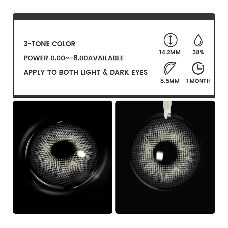 Velvet Grey - monthly, 2 lenses Colored Contacts - Gleglow