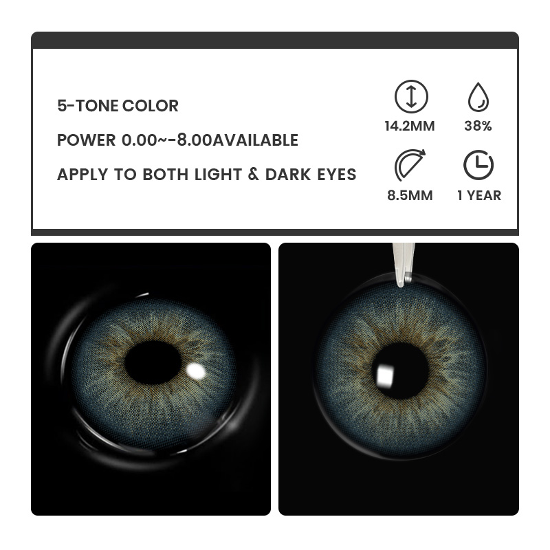 Verdant Origin Blue - 1 Year, 2 lenses Colored Contacts - Gleglow