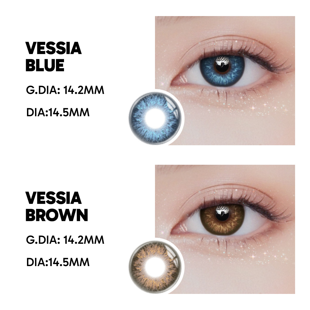 Vessia Brown - 1 Year, 2 lenses Colored Contacts - Gleglow