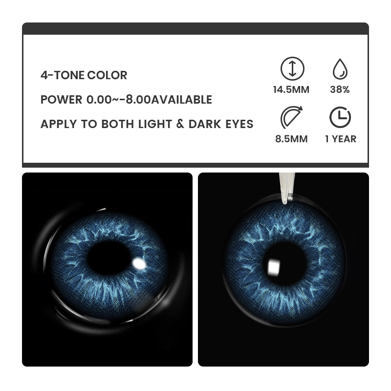 Vessia Blue - 1 Year, 2 lenses Colored Contacts - Gleglow