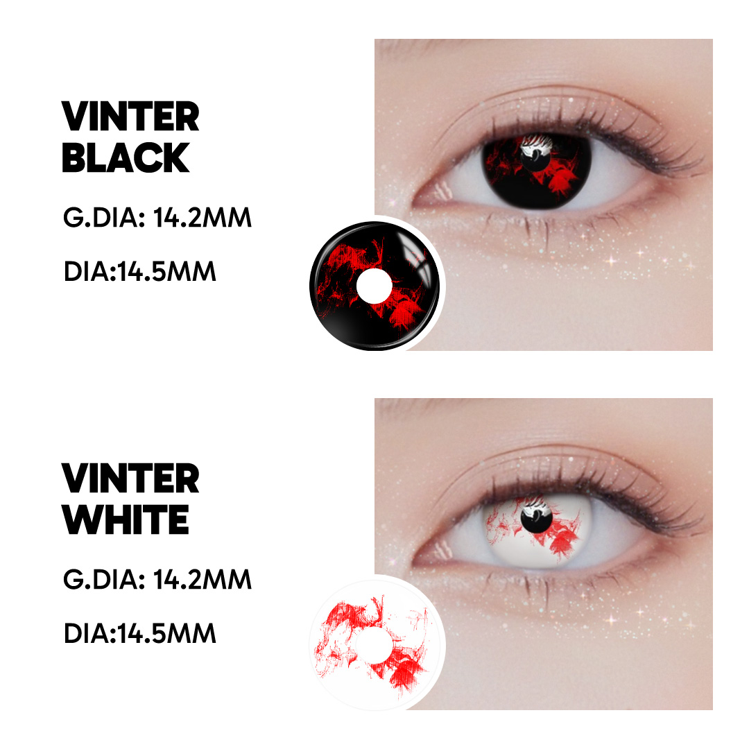 Vinter Black - 1 Year, 2 lenses Colored Contacts - Gleglow