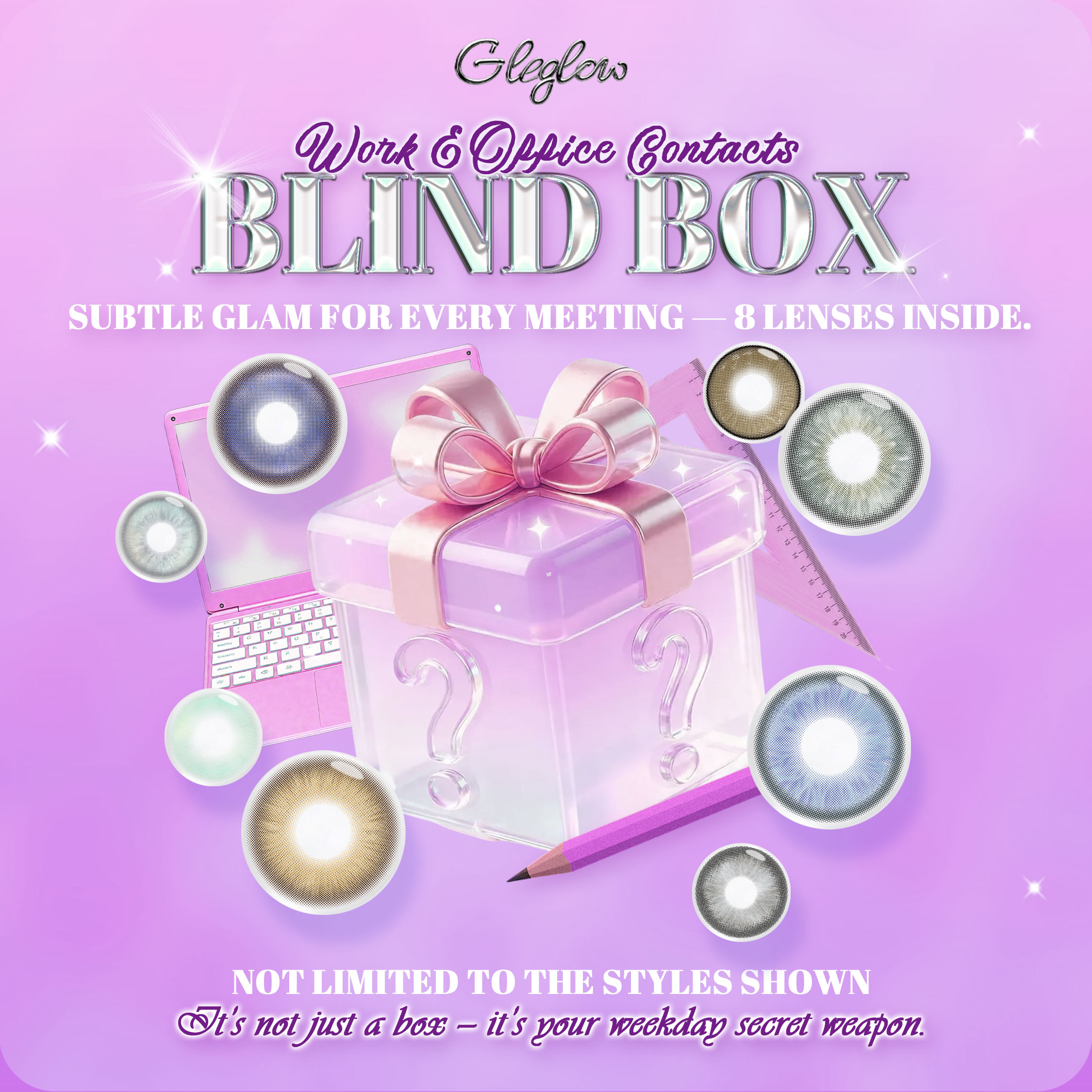Gleglow Work & Office Contacts Blind Box – 8 Pairs, 1 Year