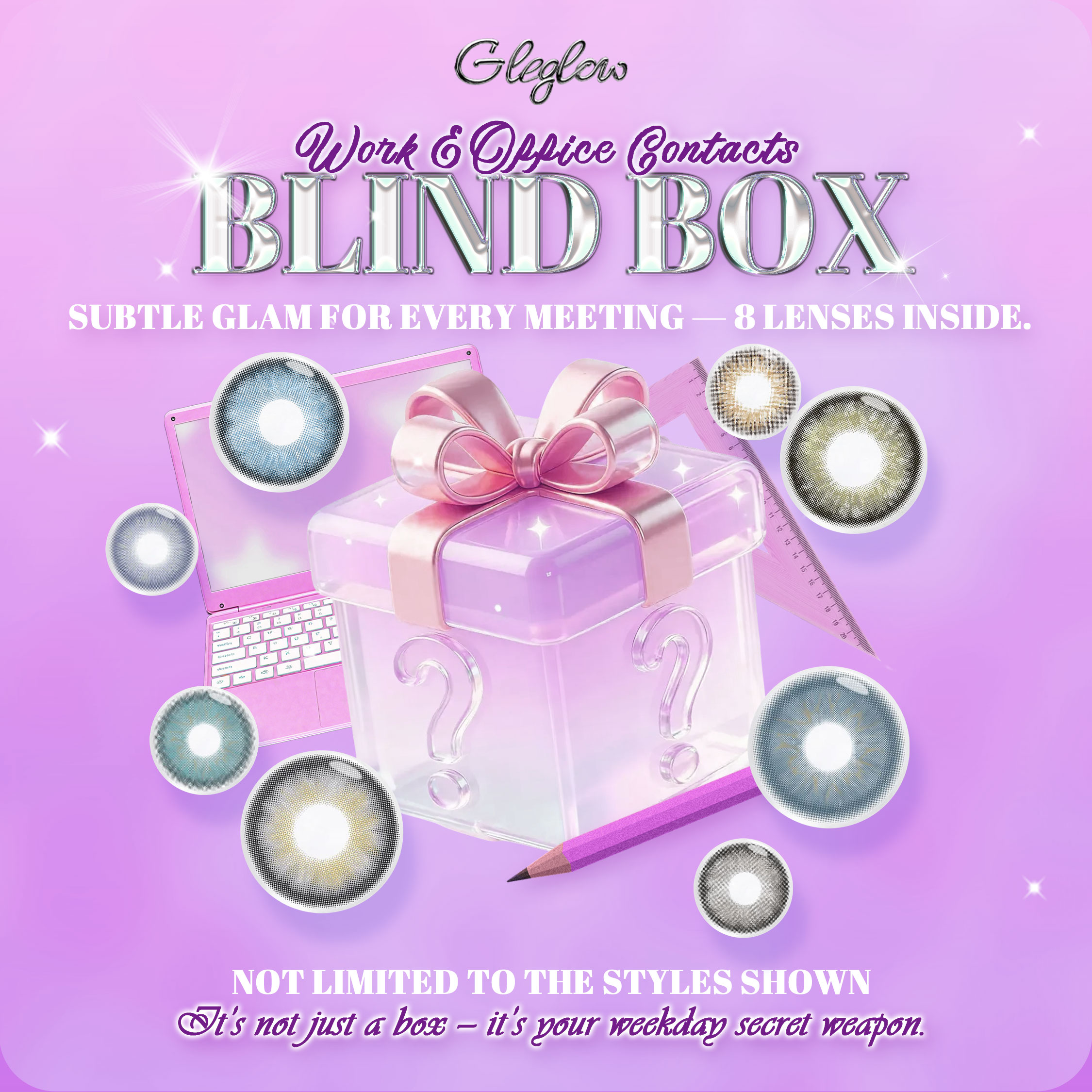 Gleglow Work & Office Contacts Blind Box – 8 Pairs, 1 Year