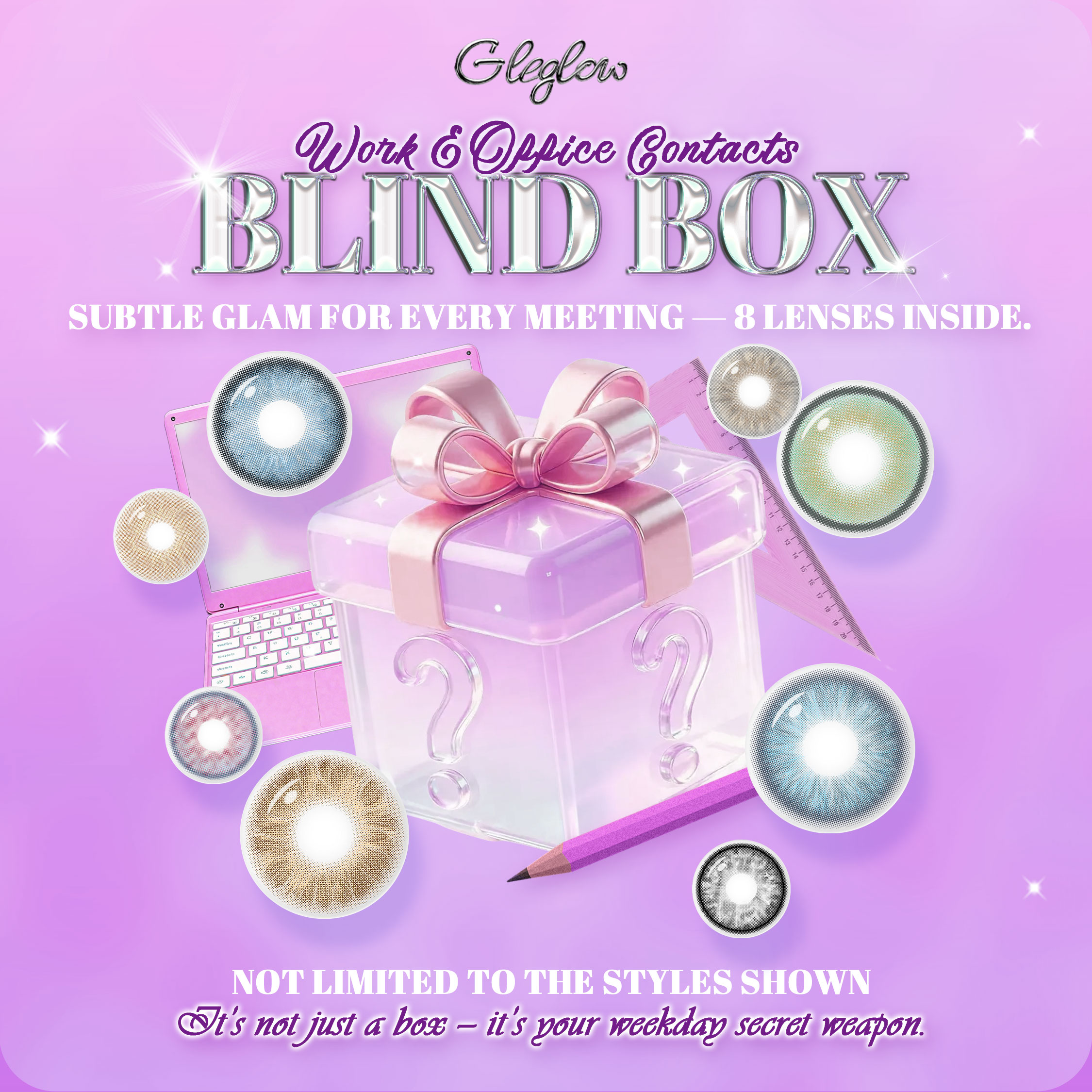 Gleglow Work & Office Contacts Blind Box – 8 Pairs, 1 Year