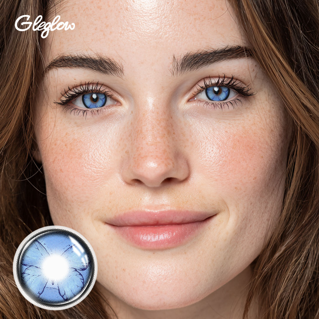 Lunar Wing Blue - 1 Year, 2 lenses Colored Contacts - Gleglow