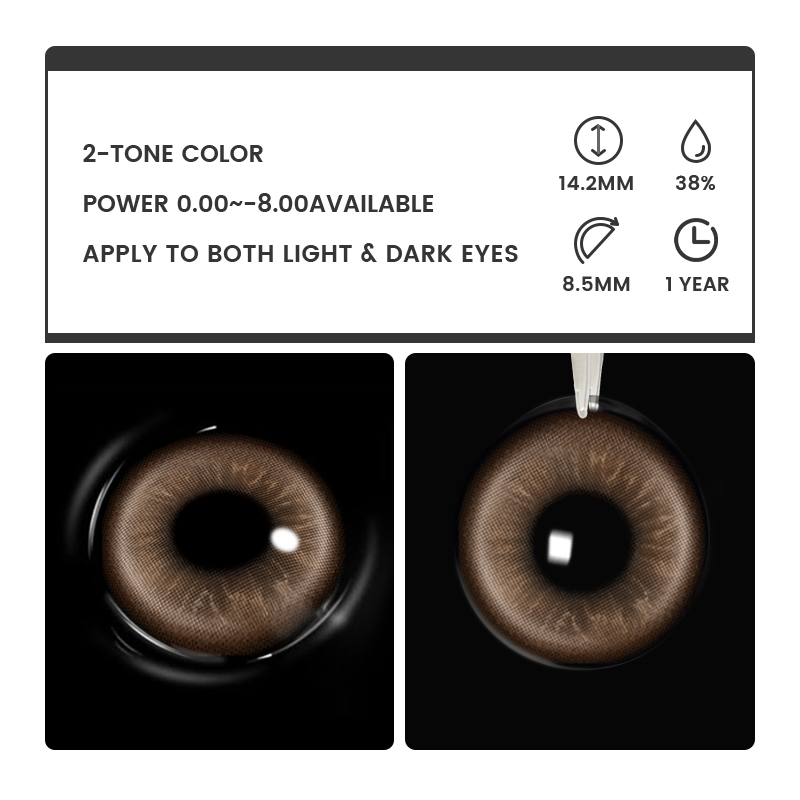 Zephyris Brown - 1 Year, 2 lenses Colored Contacts - Gleglow