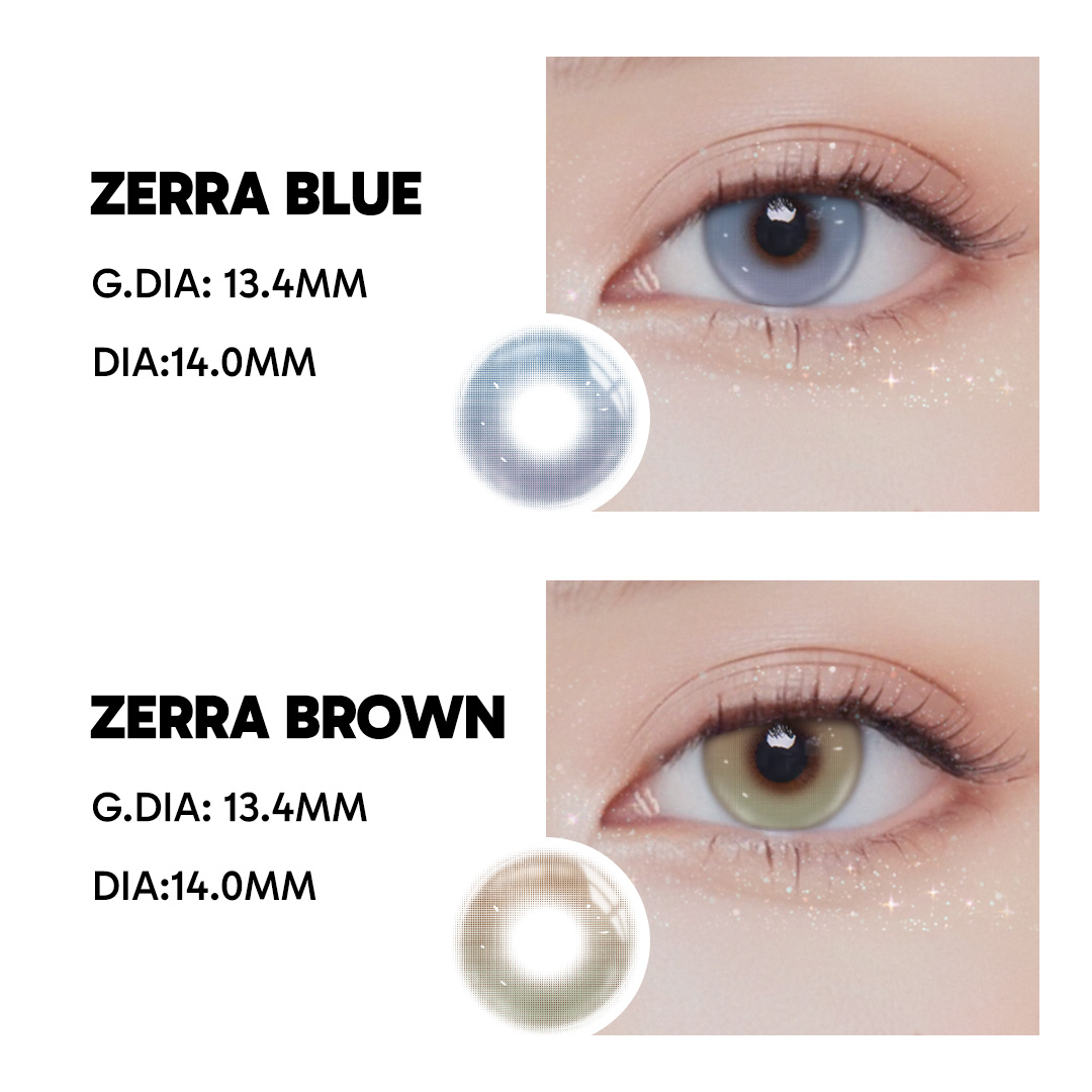 Zerra Blue - 1 Year, 2 lenses Colored Contacts - Gleglow