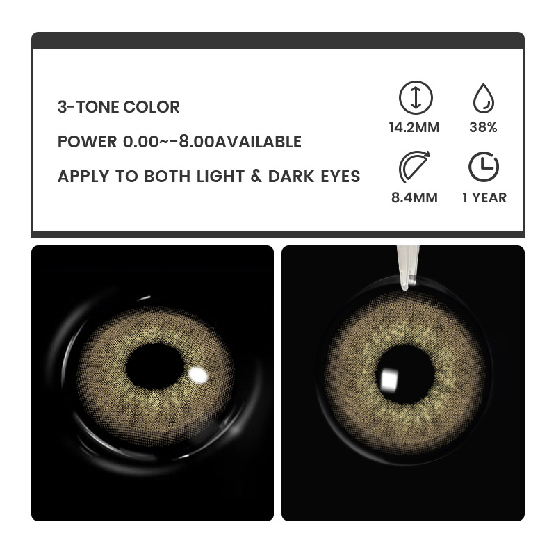 Cookie Brown - 1 Year, 2 lenses Colored Contacts - Gleglow