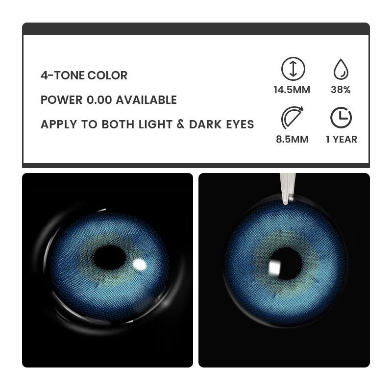Jurel Blue - 1 Year, 2 lenses Colored Contacts - Gleglow