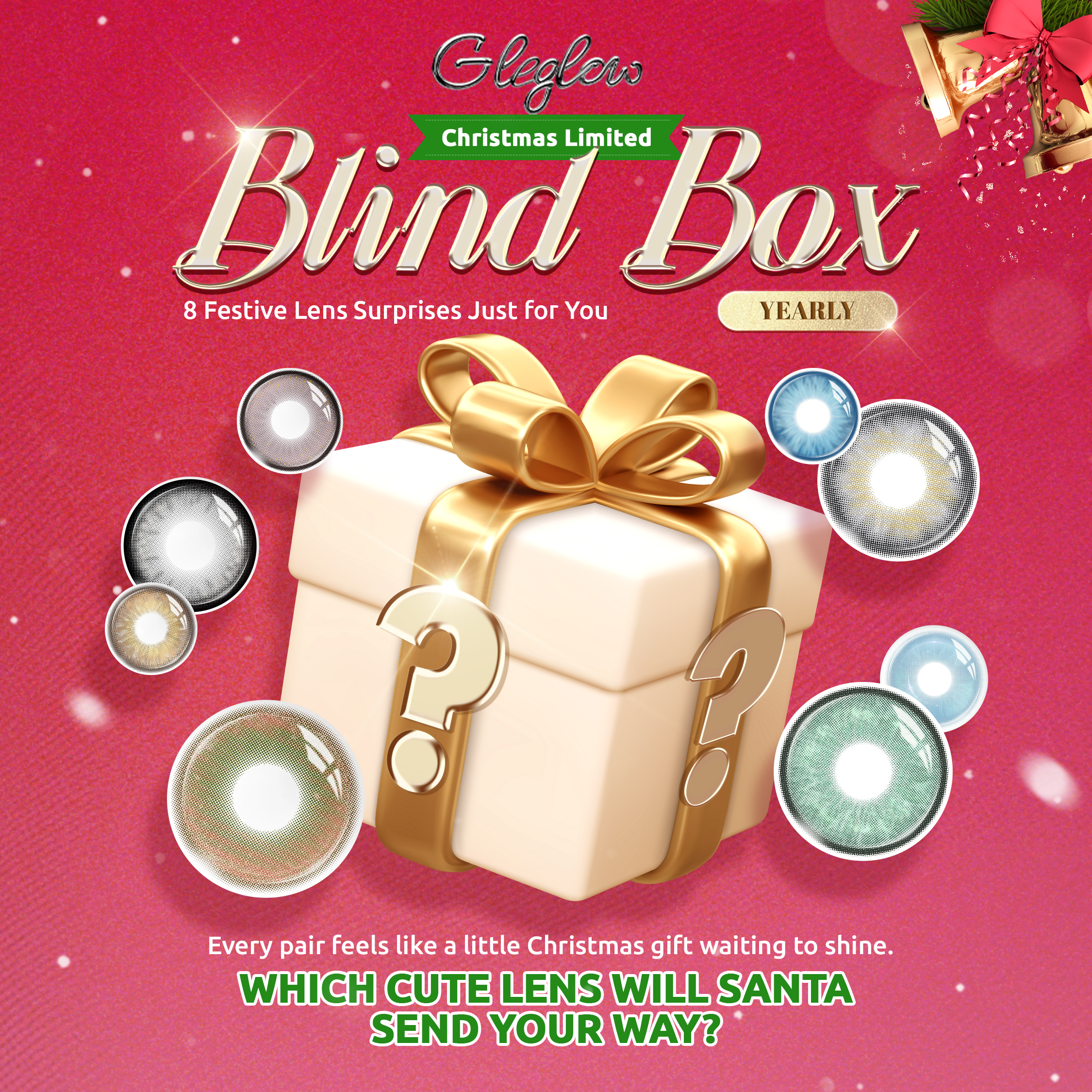 Gleglow Christmas Nature Contacts Blind Box | 8 Pairs, 1 Year