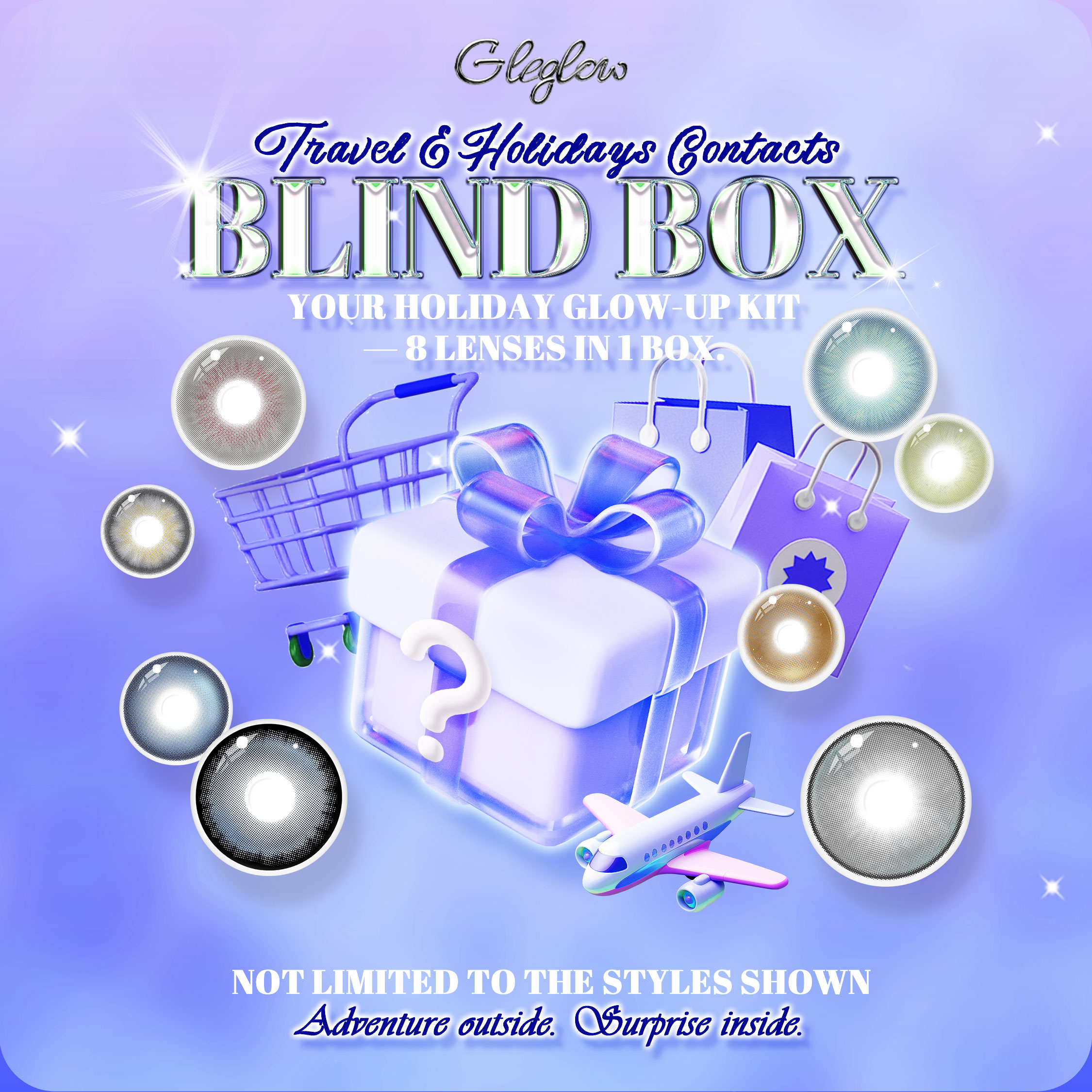 Gleglow Travel&Holidays Contacts Blind Box | 8 Pairs, 1 Year