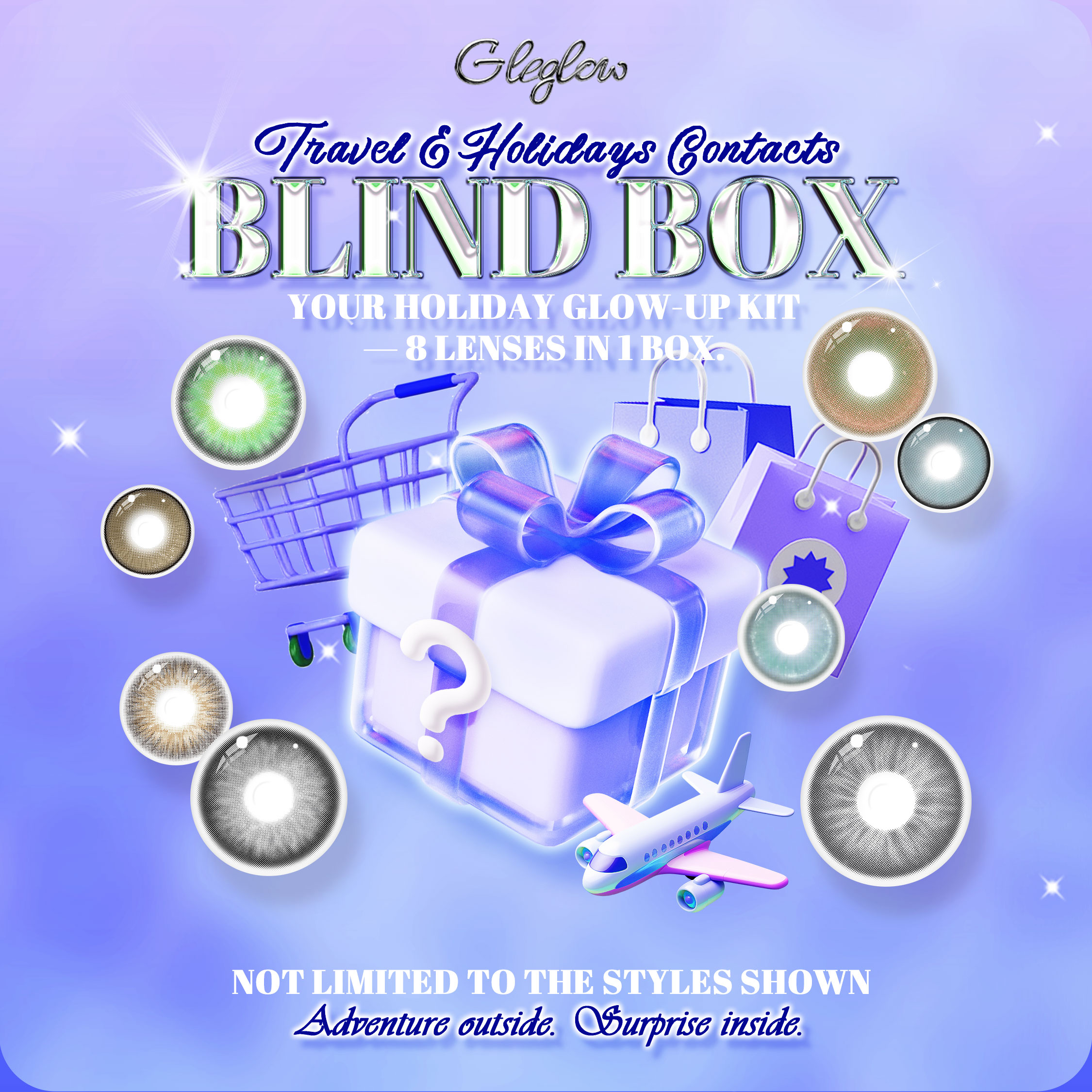 Gleglow Travel&Holidays Contacts Blind Box | 8 Pairs, 1 Year