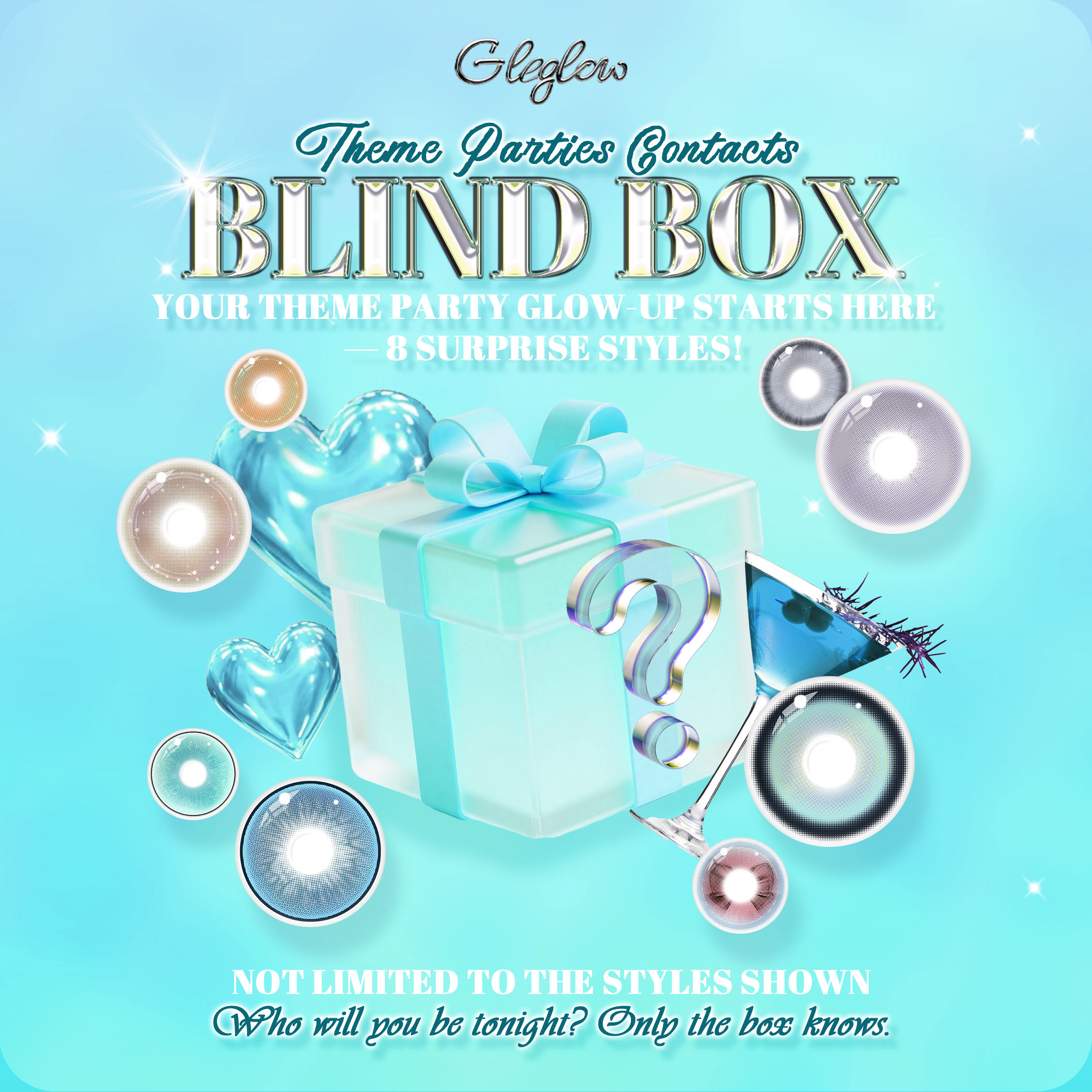Gleglow Theme Parties Contacts Blind Box | 8 Pairs, 1 Year