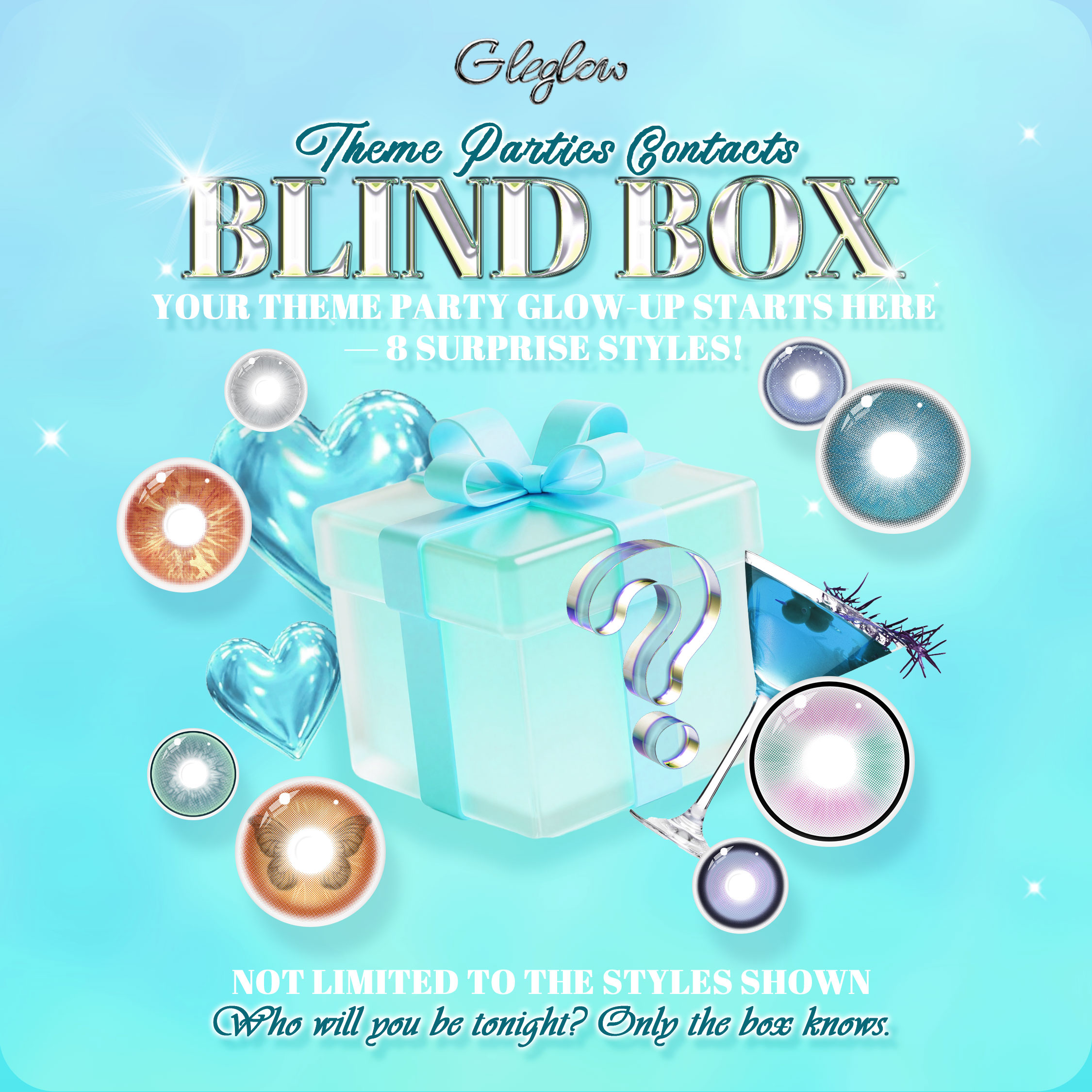 Gleglow Theme Parties Contacts Blind Box | 8 Pairs, 1 Year