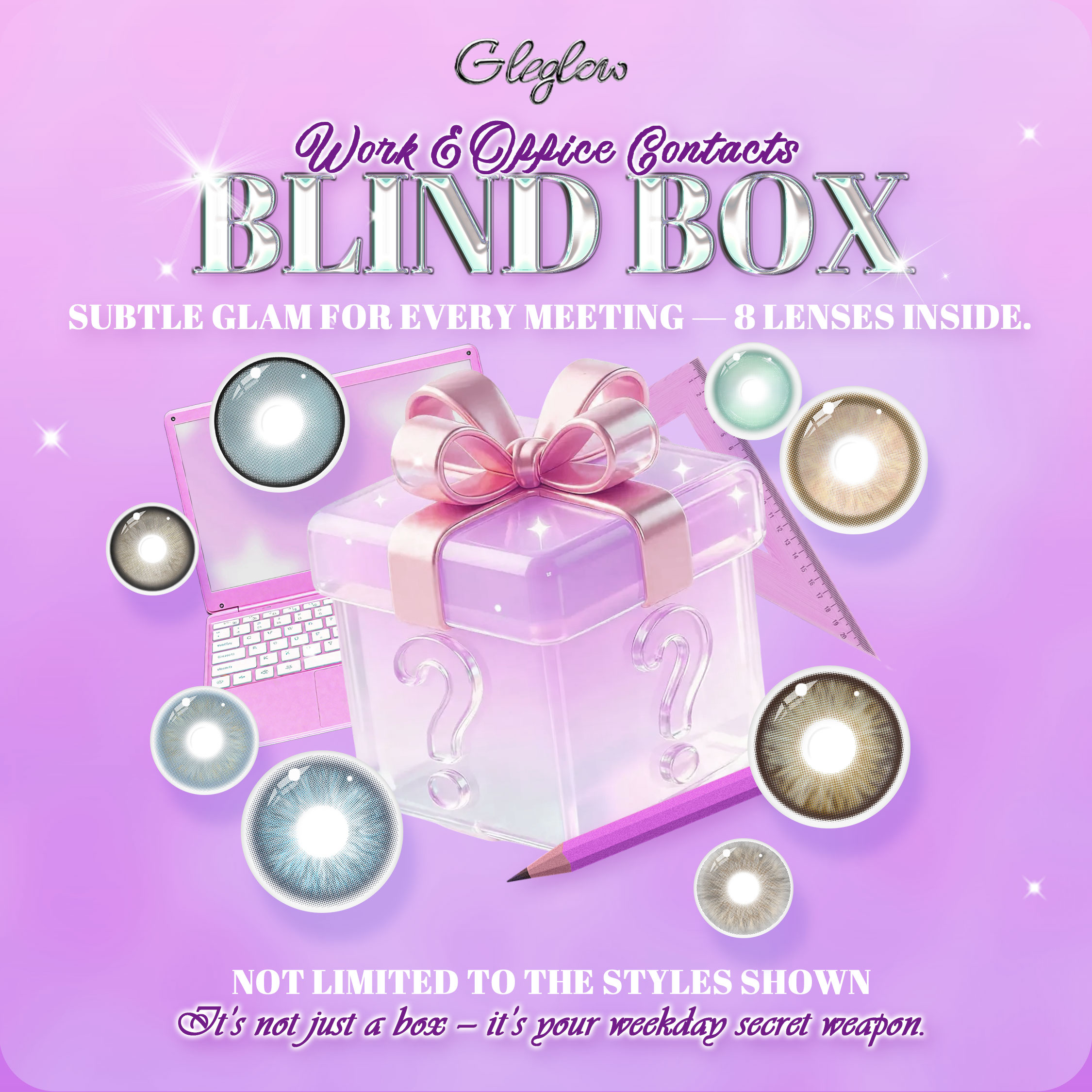 Gleglow Work & Office Contacts Blind Box – 8 Pairs, 1 Year