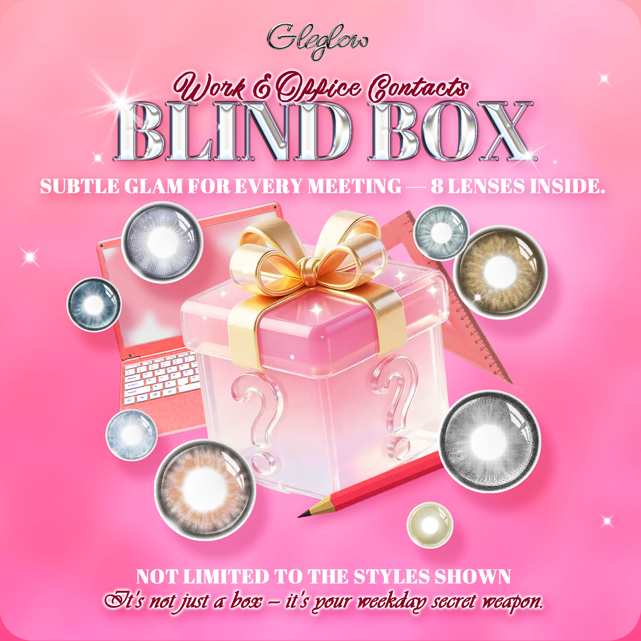 Gleglow Work & Office Contacts Blind Box – 8 Pairs, 1 Year