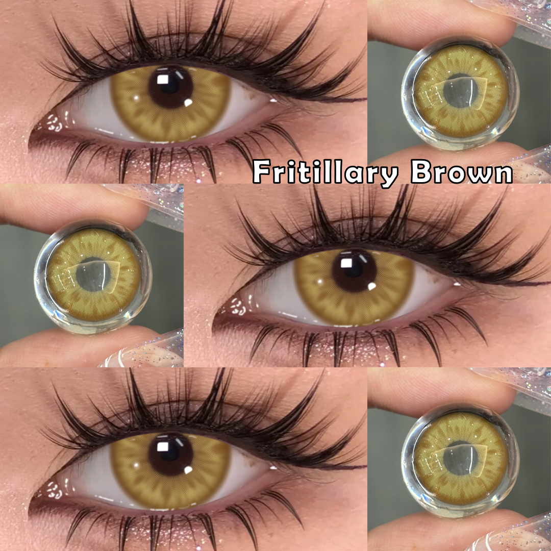 Fritillary Brown - 1 Year, 2 lenses Colored Contacts - Gleglow