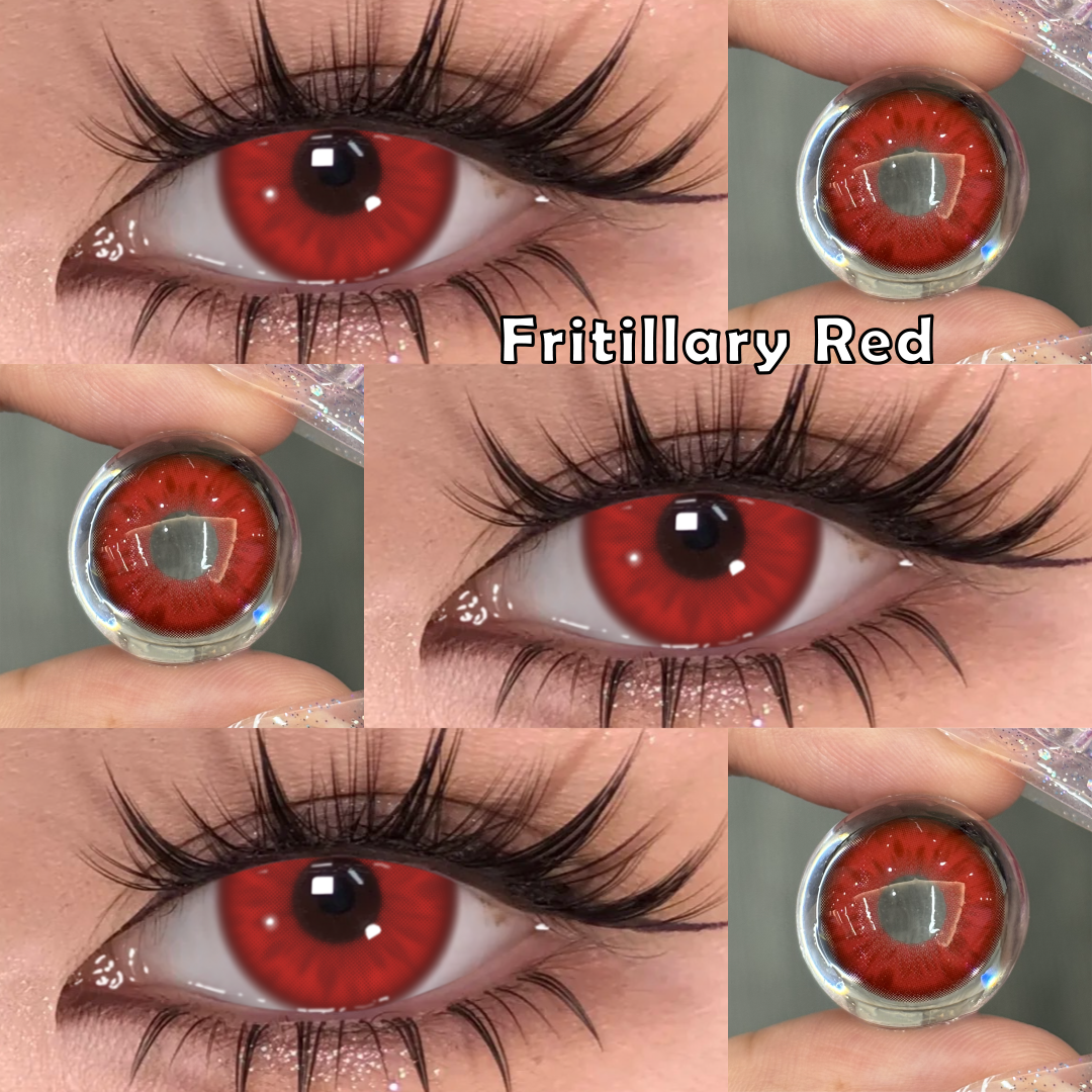 Fritillary Red - 1 Year, 2 lenses Colored Contacts - Gleglow
