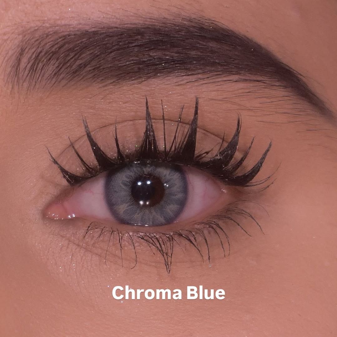 Chroma Blue - 1 Year, 2 lenses Colored Contacts - Gleglow