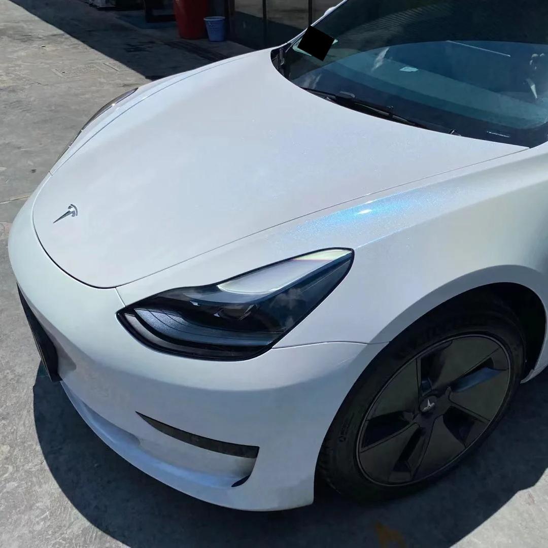 white with blue pearl wrap