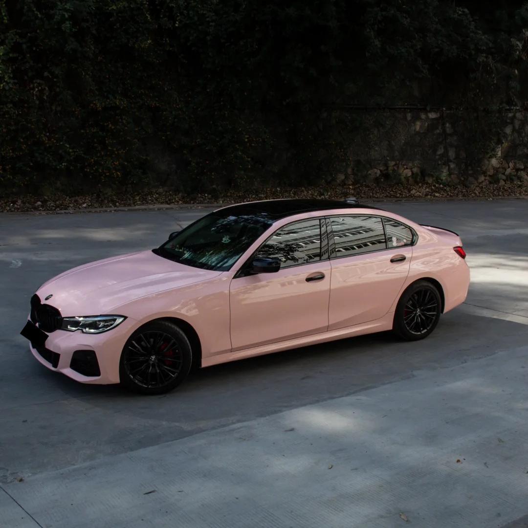 baby pink car wrap