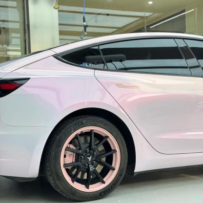 Glossy Flower Pink Car Wrap