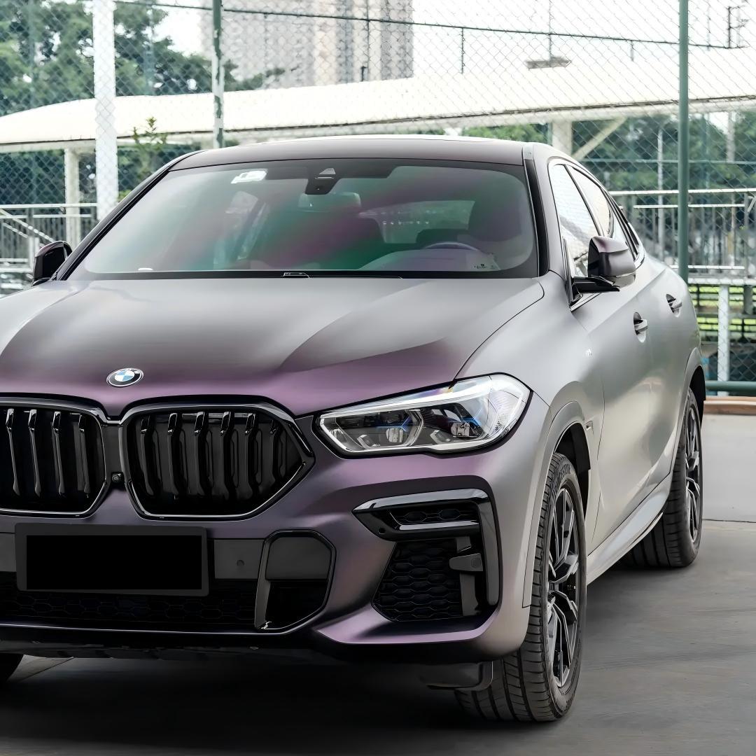 matte metallic purple black car vinyl wrap