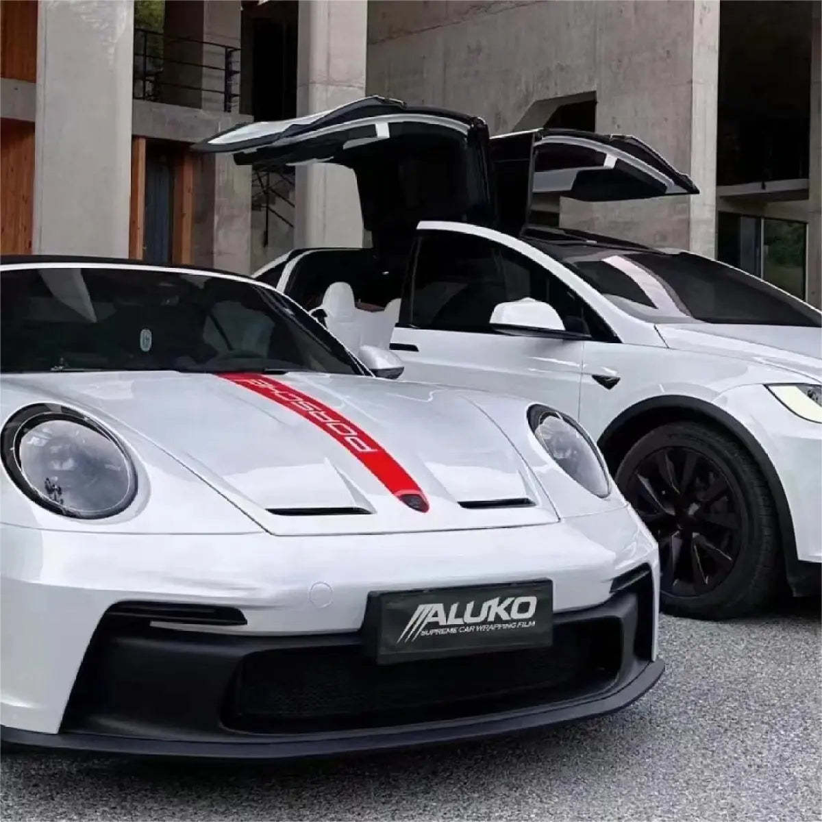 Gloss Crescent White Car Vinyl Wrap PET