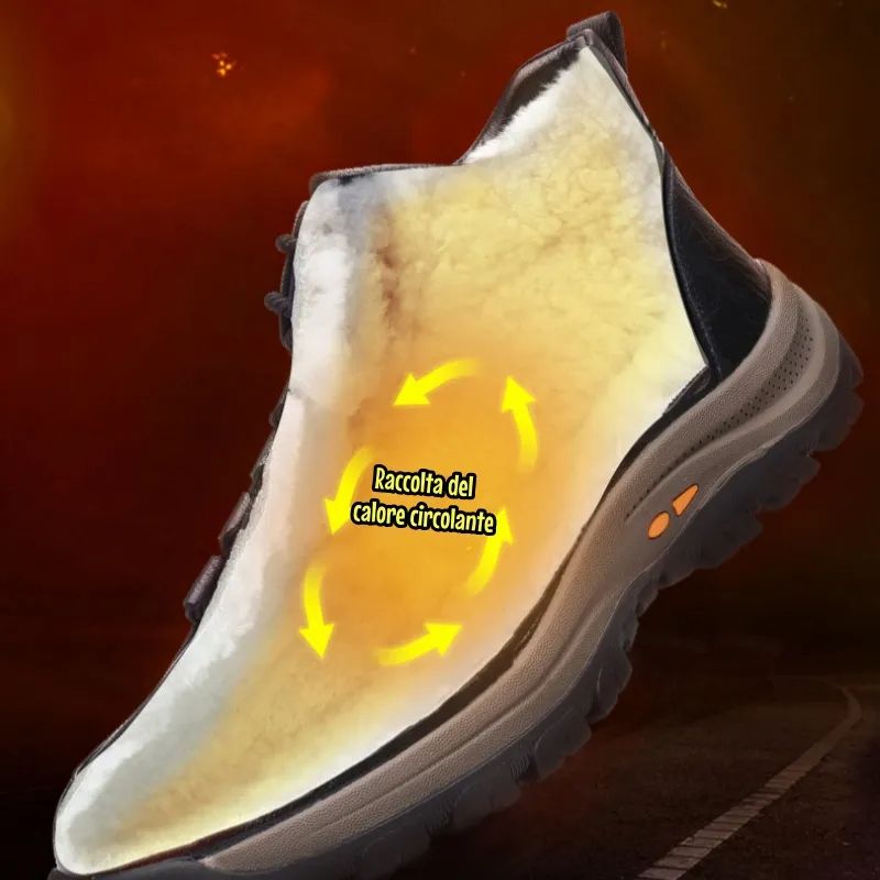 ⏰Sconto del 70% oggi, non lasciartelo sfuggire! 🐂 Scarpe invernali ortopediche da uomo, realizzate in vera pelle bovina australiana 👞 Fodera in lana ✅ - allevia efficacemente il dolore ai piedi.