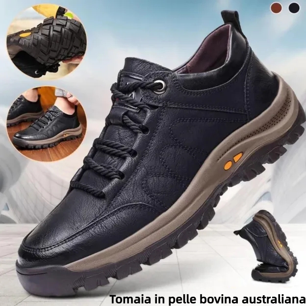 ⏰ Solo oggi: 70% di sconto – non perdere questa occasione! 🐂 Scarpe ortopediche da uomo migliorate, realizzate in vera pelle di vacchetta australiana. 👞 Cucite a mano. ✅ - Allevia efficacemente il dolore ai piedi.