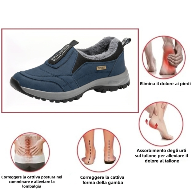 【⏰Ultimo giorno per il 50% di sconto - Non lasciartelo sfuggire!】Scarpe invernali ortopediche ergonomiche - fodera in lana  + vera pelle cucita a mano 👞