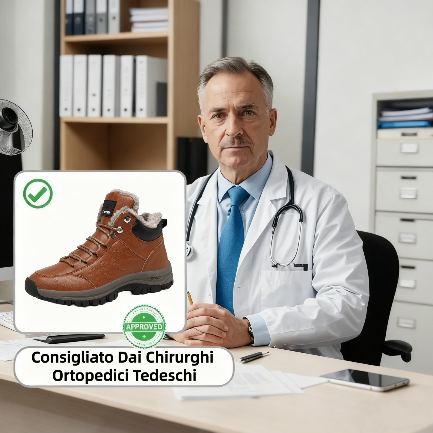 ⏰Sconto del 70% oggi, non lasciartelo sfuggire! 🐂 Scarpe invernali ortopediche da uomo, realizzate in vera pelle bovina australiana e lana 👞 Cucite a mano ✅ - Alleviano efficacemente il dolore ai piedi.