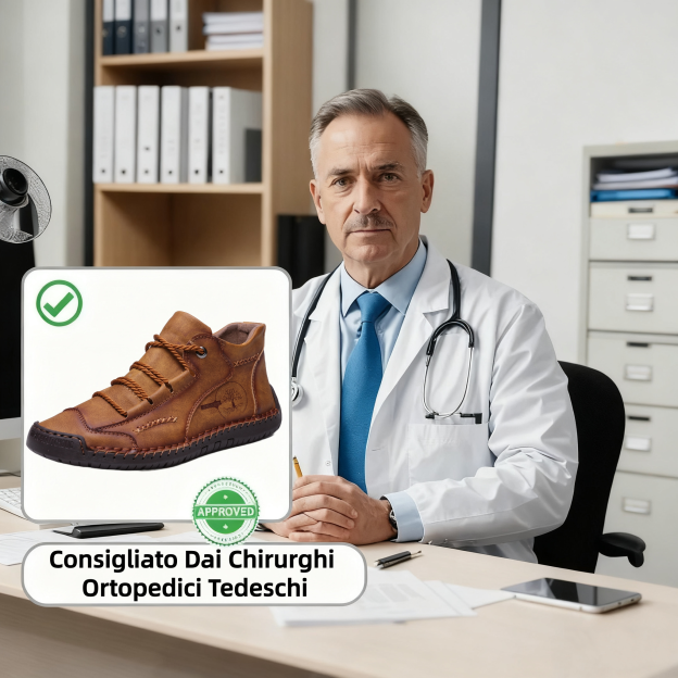 ⏰ Solo oggi: 70% di sconto - Non lasciartelo sfuggire! 🐂 Scarpe ortopediche da uomo migliorate, realizzate con vera pelle bovina australiana. Impermeabili e antiscivolo, 👞 cucite a mano. ✅ - Allevia efficacemente il dolore ai piedi.