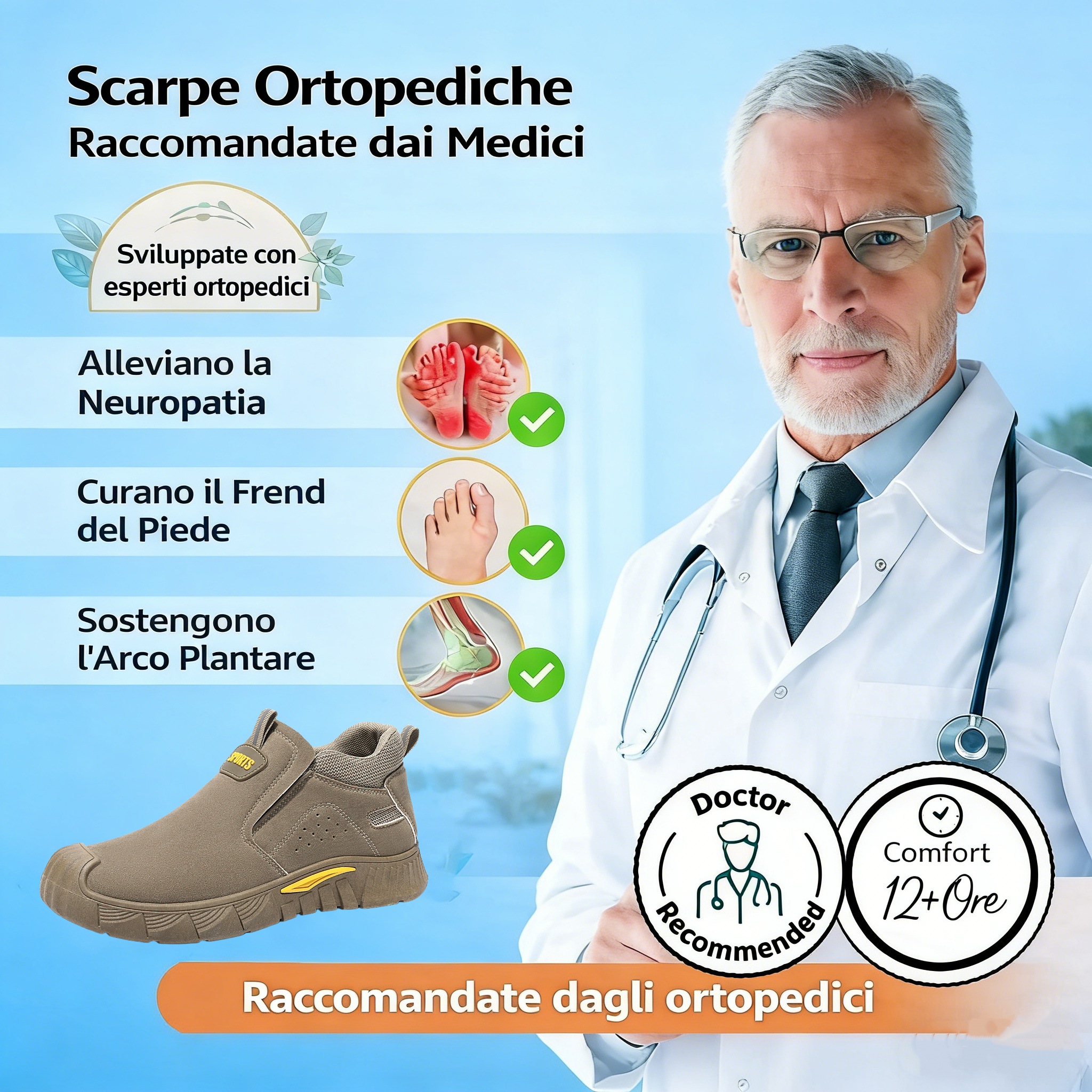 ⏰Sconto del 50% oggi, non perdete l'occasione! Scarpe ortopediche dal design ergonomico che alleviano efficacemente il dolore ai piedi🛡️ proteggono i piedi, sono traspiranti e cucite a mano.