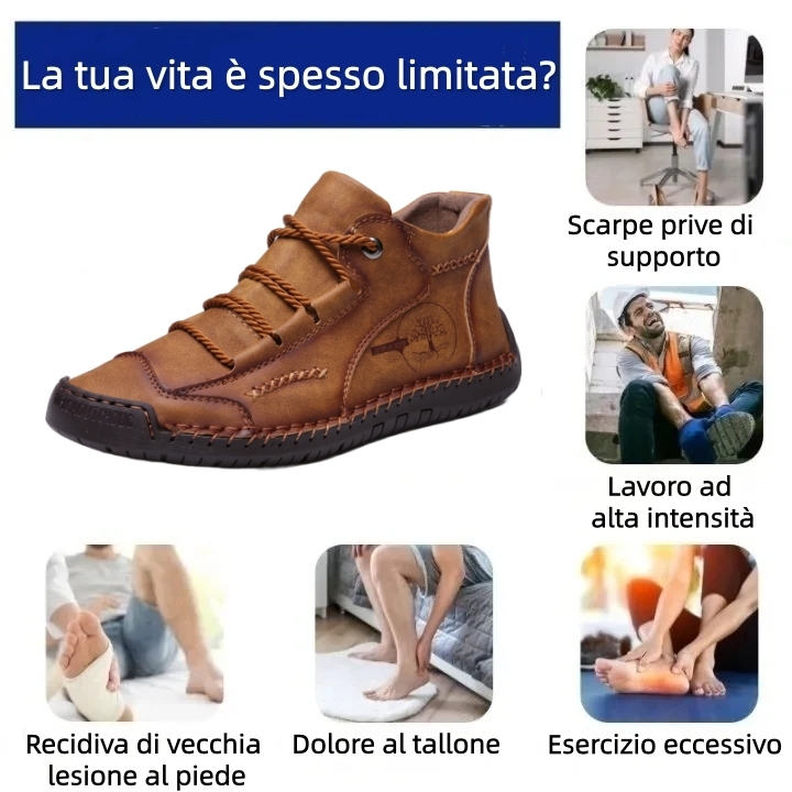 ⏰ Solo oggi: 70% di sconto - Non lasciartelo sfuggire! 🐂 Scarpe ortopediche da uomo migliorate, realizzate con vera pelle bovina australiana. Impermeabili e antiscivolo, 👞 cucite a mano. ✅ - Allevia efficacemente il dolore ai piedi.
