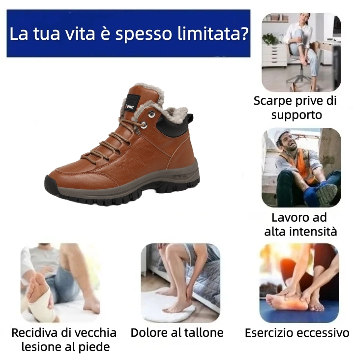 ⏰Sconto del 70% oggi, non lasciartelo sfuggire! 🐂 Scarpe invernali ortopediche da uomo, realizzate in vera pelle bovina australiana e lana 👞 Cucite a mano ✅ - Alleviano efficacemente il dolore ai piedi.