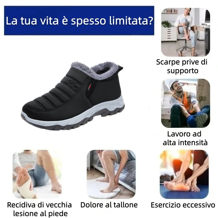 【⏰Ultimo giorno per il 50% di sconto - Non lasciartelo sfuggire!】Scarpe invernali ortopediche ergonomiche - fodera in lana  + vera pelle cucita a mano 👞