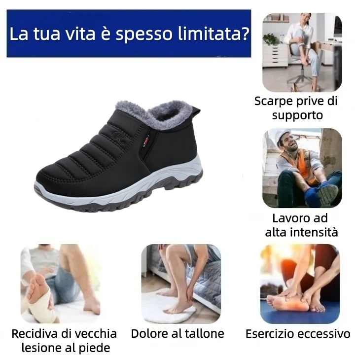 【⏰Ultimo giorno per il 50% di sconto - Non lasciartelo sfuggire!】Scarpe invernali ortopediche ergonomiche - fodera in lana  + vera pelle cucita a mano 👞