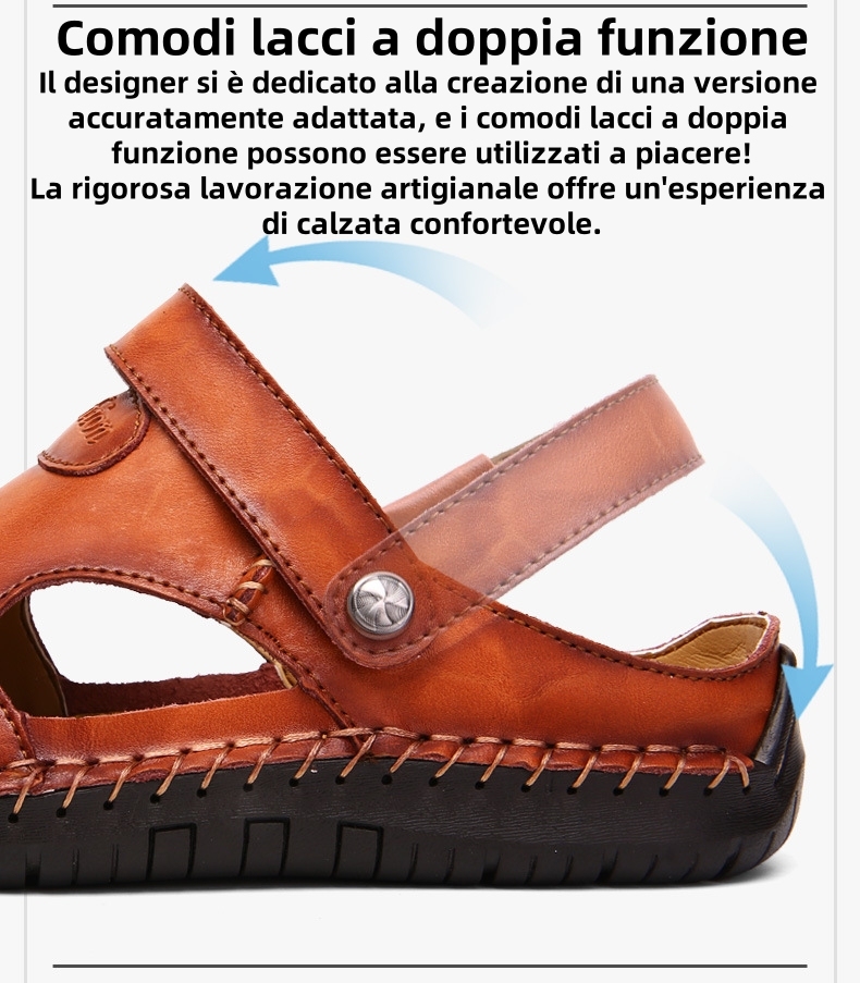 【🎁Ultimo giorno a metà prezzo, non perderlo】 Sandali ortopedici dal design ergonomico, pelle bovina selezionata + cuciture a mano