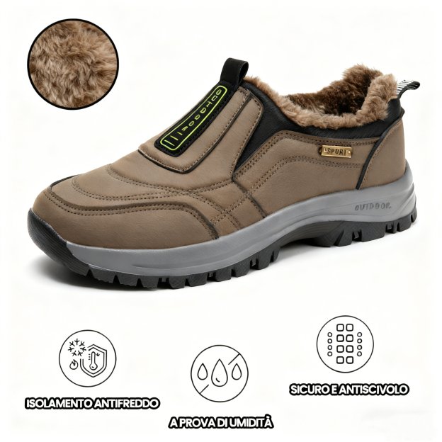 【🎄Offerta natalizia a tempo limitato con sconto del 50% - Non lasciartela sfuggire!】Scarpe invernali ergonomiche, impermeabili, antiscivolo e ortopediche - fodera in lana + vera pelle cucita a mano 👞