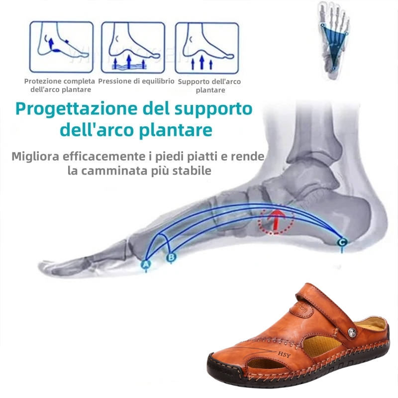 【🎁Ultimo giorno a metà prezzo, non perderlo】 Sandali ortopedici dal design ergonomico, pelle bovina selezionata + cuciture a mano