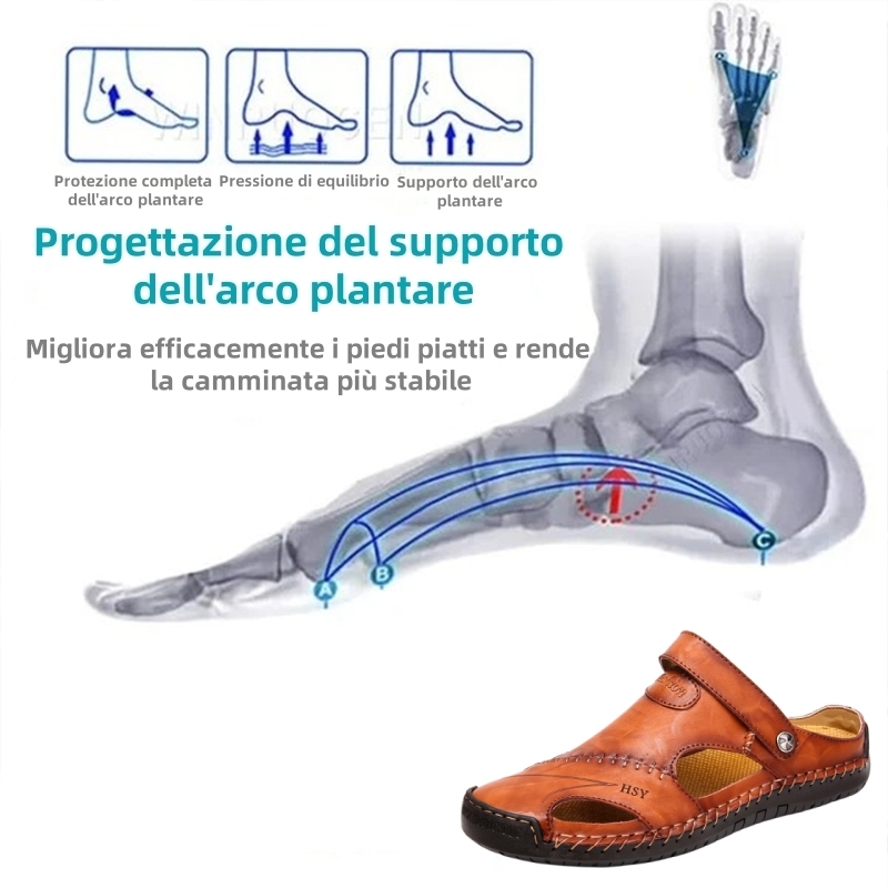 【🎁Ultimo giorno a metà prezzo, non perderlo】 Sandali ortopedici dal design ergonomico, pelle bovina selezionata + cuciture a mano
