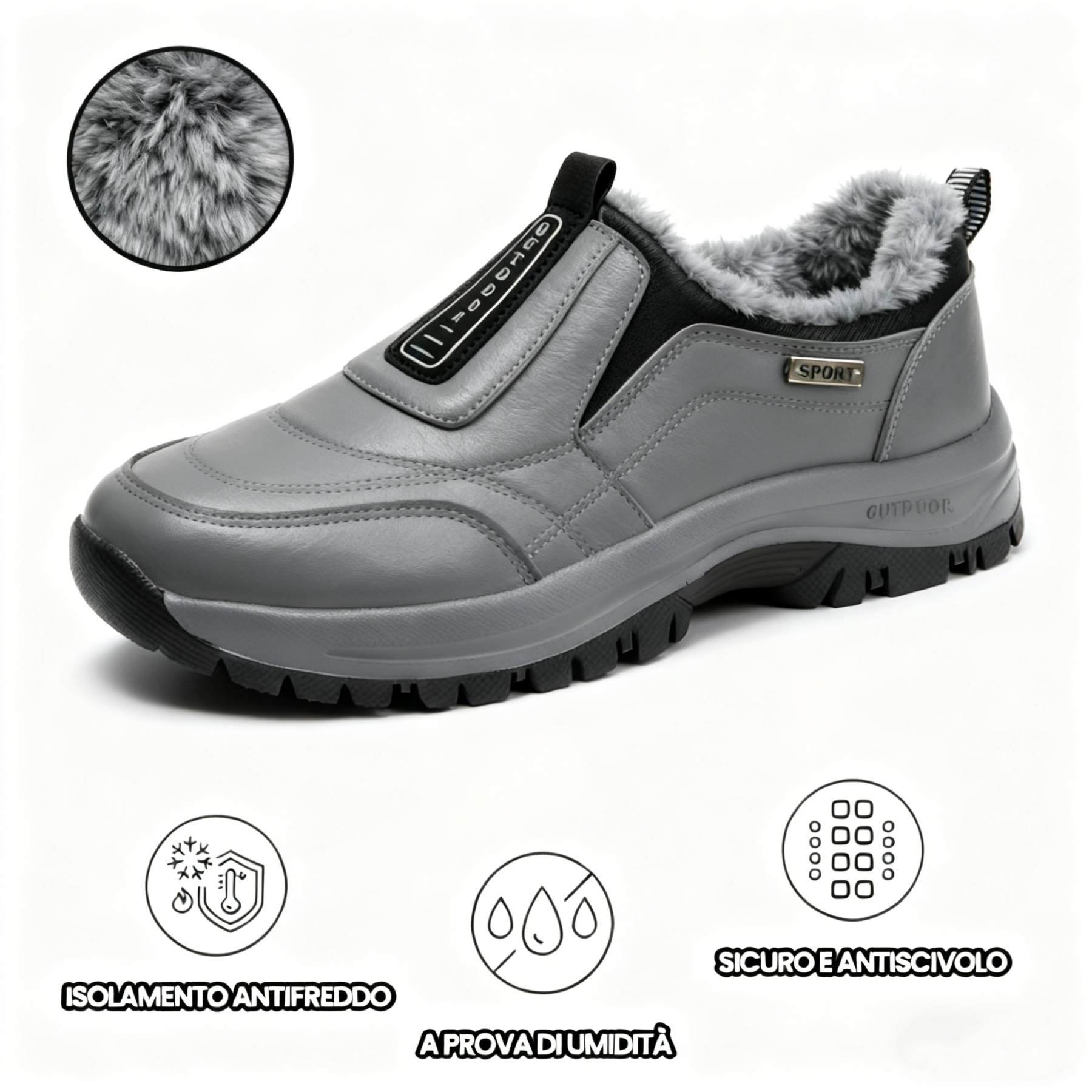 【🎄Offerta natalizia a tempo limitato con sconto del 50% - Non lasciartela sfuggire!】Scarpe invernali ergonomiche, impermeabili, antiscivolo e ortopediche - fodera in lana + vera pelle cucita a mano 👞