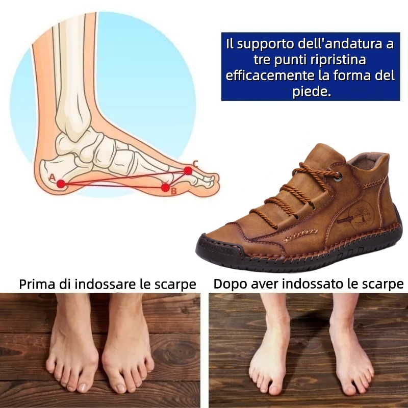⏰ Solo oggi: 70% di sconto - Non lasciartelo sfuggire! 🐂 Scarpe ortopediche da uomo migliorate, realizzate con vera pelle bovina australiana. Impermeabili e antiscivolo, 👞 cucite a mano. ✅ - Allevia efficacemente il dolore ai piedi.