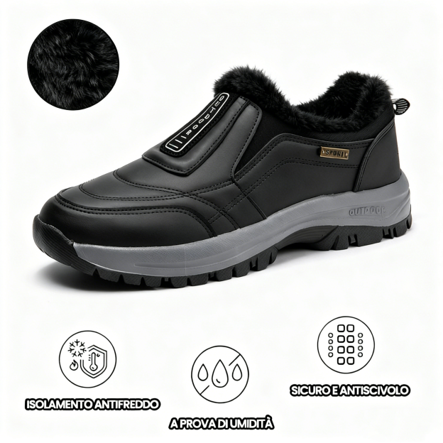 【🎄Offerta natalizia a tempo limitato con sconto del 50% - Non lasciartela sfuggire!】Scarpe invernali ergonomiche, impermeabili, antiscivolo e ortopediche - fodera in lana + vera pelle cucita a mano 👞